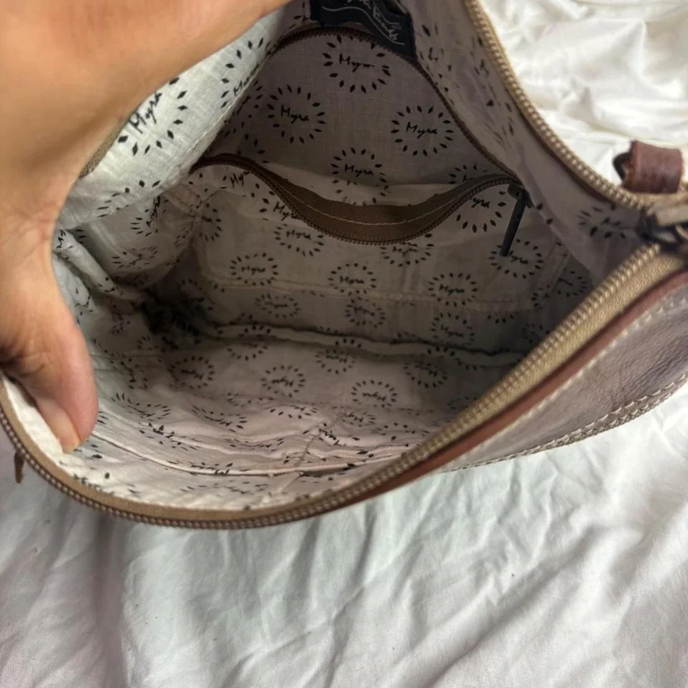 Myra Bag Sac en Location Sel de Mer Canvas Leather Crossbody Messenger Bag